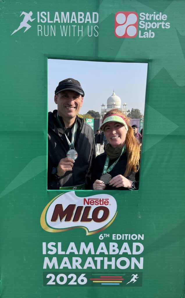 The running ginger in Islamabad Marathon in pakistan in 2026. Third place female overall.