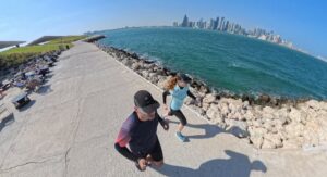 The Running Ginger running in Doha, Qatar, in 2026. Recommended run