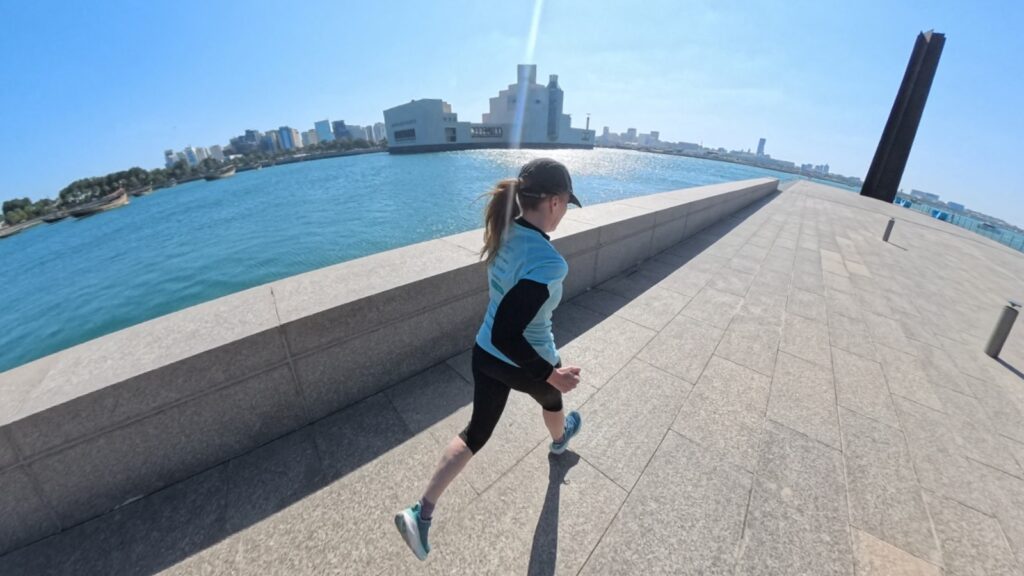 The running ginger running in Doha, Qatar in 2026. Recommended scenic route to run in Qatar. 5k to 15k.