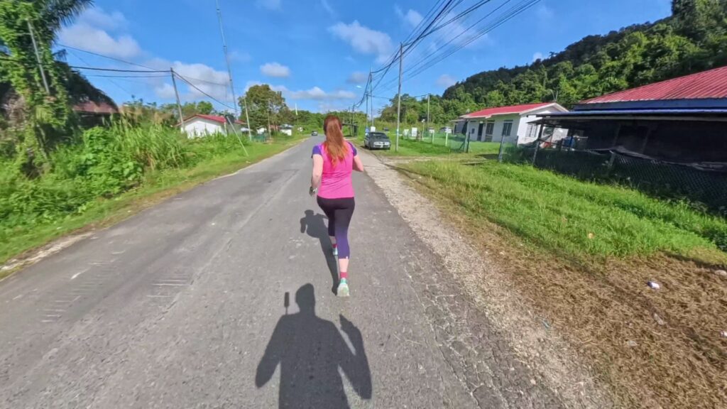 The running ginger running in the Kinabatalang River in Sabah, Borneo, 5k route