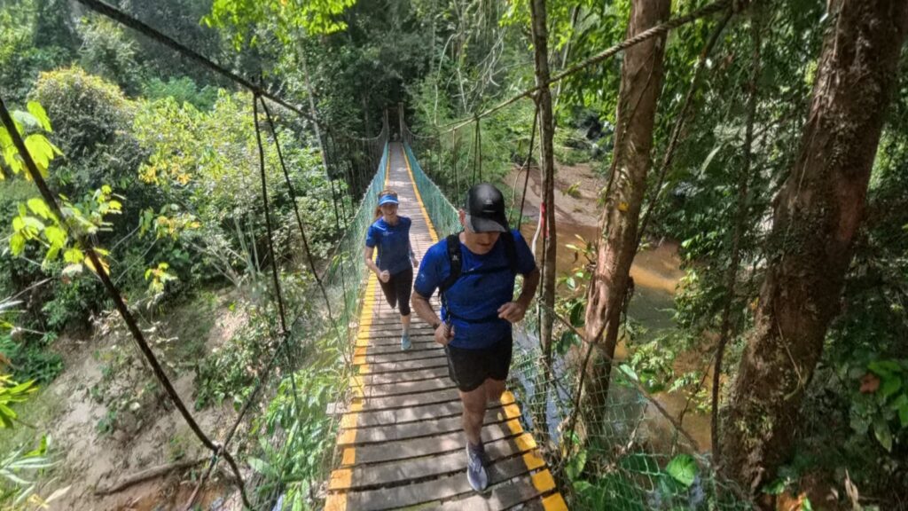 2 miles, 3.2 kilometers run in Lambir Hills, Borneo, Malaysia.
