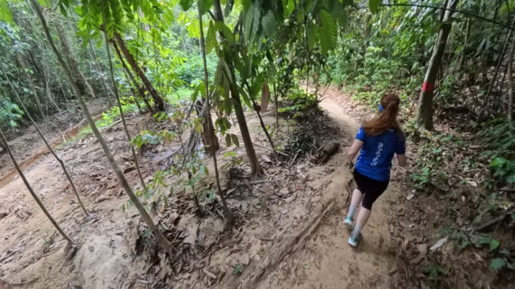 2 miles, 3.2 kilometers run in Lambir Hills, Borneo, Malaysia.